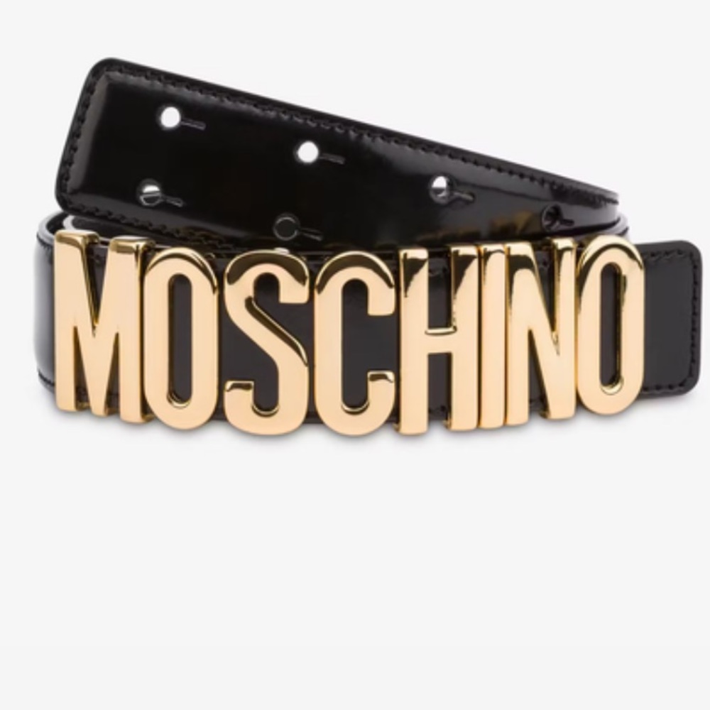 MOSCHINO Leather belt with logo